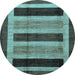 Round Abstract Light Blue Modern Rug, abs181lblu