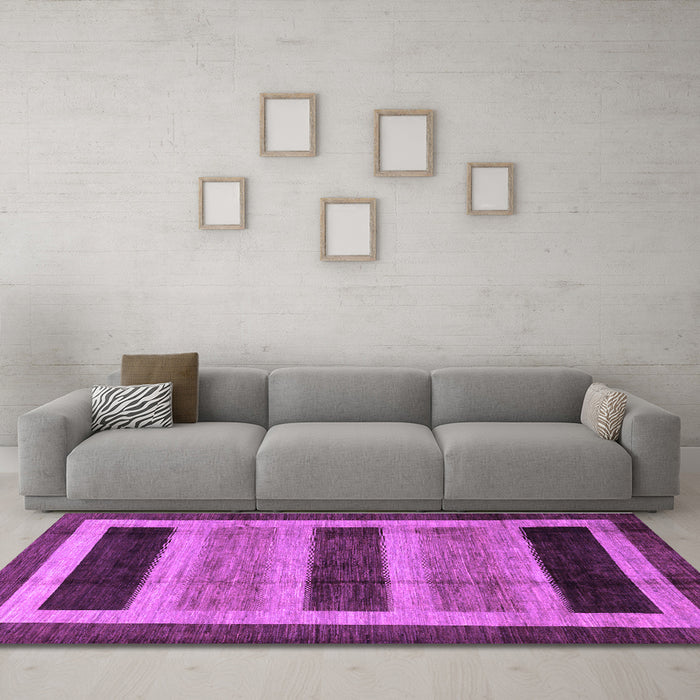 Machine Washable Abstract Purple Modern Area Rugs in a Living Room, wshabs181pur