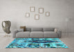 Machine Washable Oriental Light Blue Modern Rug in a Living Room, wshabs1820lblu