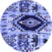 Round Machine Washable Oriental Blue Modern Rug, wshabs1820blu