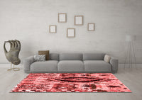 Machine Washable Oriental Red Modern Rug, wshabs1820red