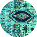 Round Oriental Turquoise Modern Rug, abs1820turq