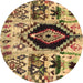 Round Oriental Brown Modern Rug, abs1820brn