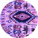 Round Machine Washable Oriental Purple Modern Area Rugs, wshabs1820pur