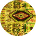 Round Oriental Yellow Modern Rug, abs1820yw