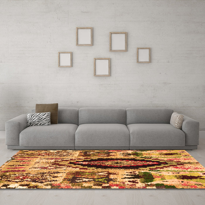 Machine Washable Oriental Orange Modern Area Rugs in a Living Room, wshabs1820org