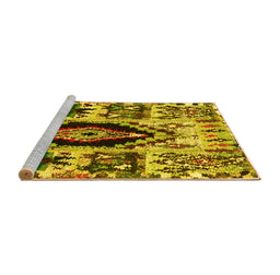 Sideview of Machine Washable Oriental Yellow Modern Rug, wshabs1820yw