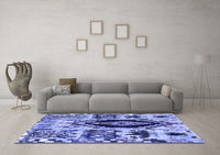 Machine Washable Oriental Blue Modern Rug, wshabs1820blu