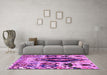 Machine Washable Oriental Pink Modern Rug in a Living Room, wshabs1820pnk