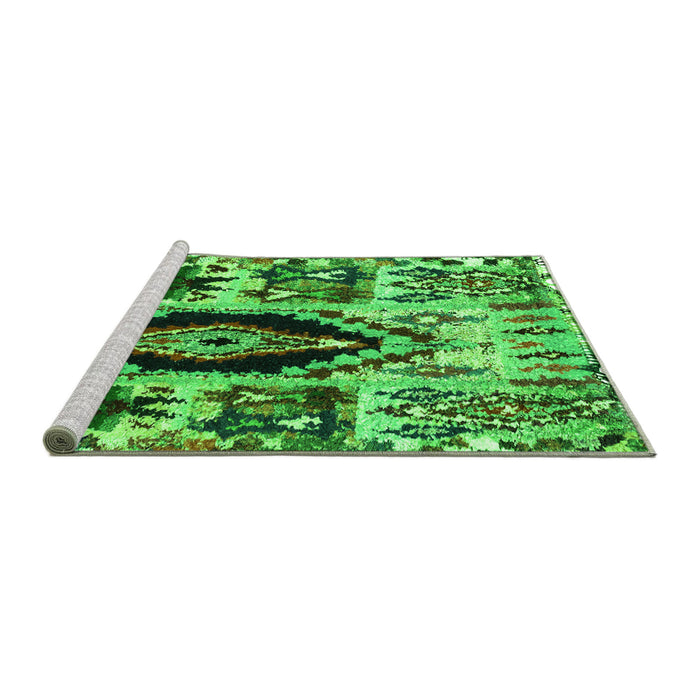 Sideview of Machine Washable Oriental Green Modern Area Rugs, wshabs1820grn