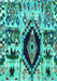 Machine Washable Oriental Turquoise Modern Area Rugs, wshabs1820turq