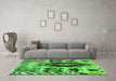 Machine Washable Oriental Green Modern Area Rugs in a Living Room,, wshabs1820grn
