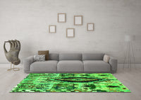 Machine Washable Oriental Green Modern Rug, wshabs1820grn