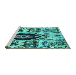 Sideview of Machine Washable Oriental Turquoise Modern Area Rugs, wshabs1820turq