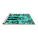 Sideview of Machine Washable Oriental Turquoise Modern Area Rugs, wshabs1820turq