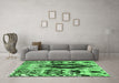 Machine Washable Oriental Emerald Green Modern Area Rugs in a Living Room,, wshabs1820emgrn