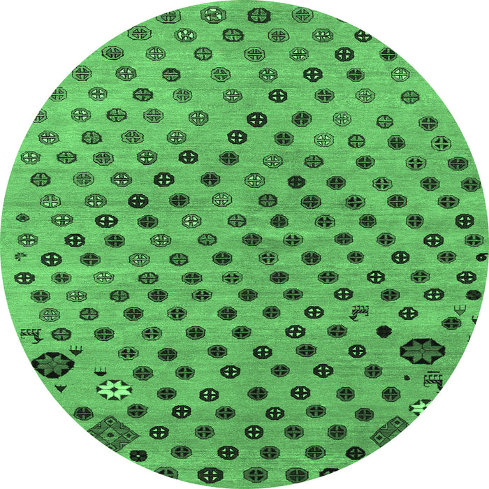 Round Oriental Emerald Green Modern Rug, abs1821emgrn