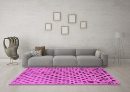 Machine Washable Oriental Purple Modern Area Rugs in a Living Room, wshabs1821pur