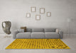 Machine Washable Oriental Yellow Modern Rug in a Living Room, wshabs1821yw