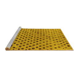 Sideview of Machine Washable Oriental Yellow Modern Rug, wshabs1821yw