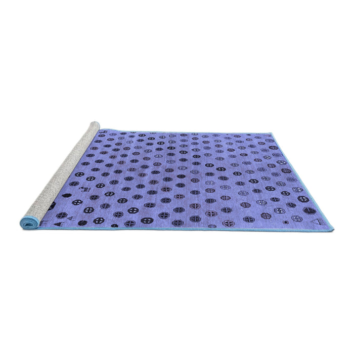 Sideview of Machine Washable Oriental Blue Modern Rug, wshabs1821blu