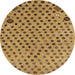 Round Abstract Yellow Oriental Rug, abs1821