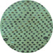 Round Machine Washable Oriental Light Blue Modern Rug, wshabs1821lblu