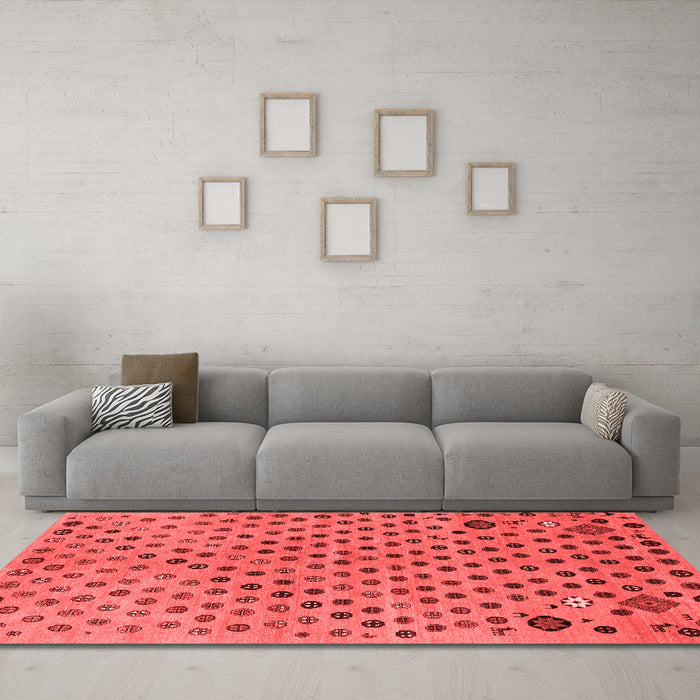 Modern Red Washable Rugs