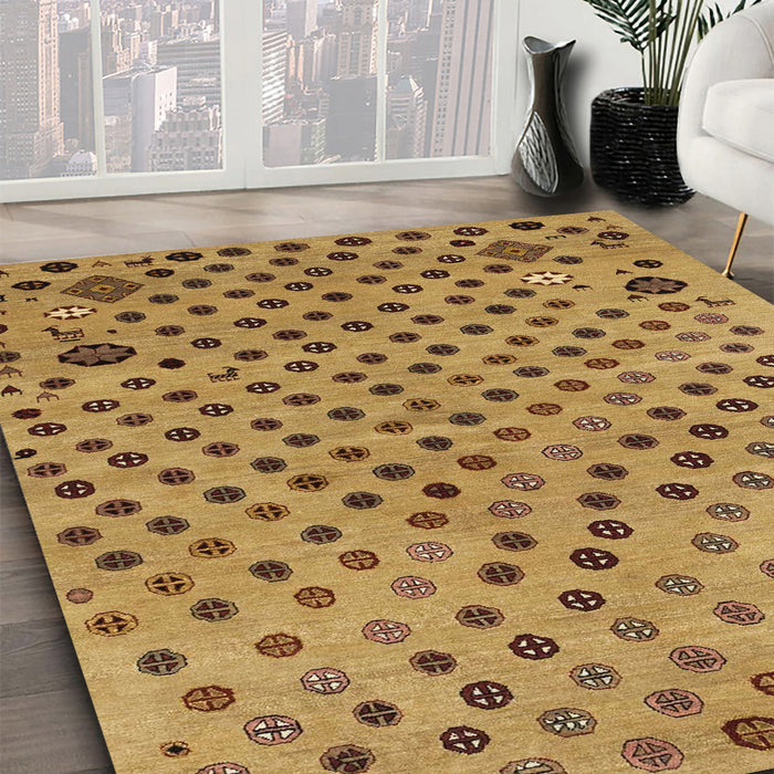 Abstract Yellow Oriental Rug in Family Room, abs1821