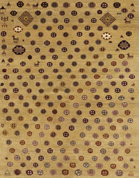 Machine Washable Abstract Yellow Rug, wshabs1821