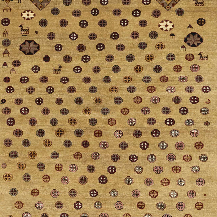 Machine Washable Abstract Yellow Rug, wshabs1821