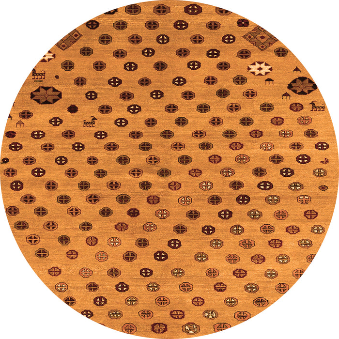 Round Oriental Orange Modern Rug, abs1821org