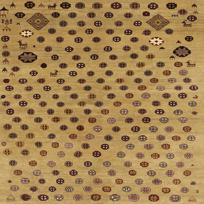 Square Machine Washable Abstract Yellow Rug, wshabs1821