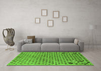 Machine Washable Oriental Green Modern Rug, wshabs1821grn