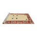 Sideview of Machine Washable Abstract Brown Gold Rug, wshabs1822