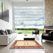 Square Machine Washable Abstract Brown Gold Rug in a Living Room, wshabs1822