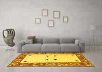 Machine Washable Oriental Yellow Modern Rug, wshabs1822yw