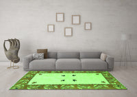 Machine Washable Oriental Green Modern Rug, wshabs1822grn