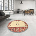 Round Abstract Brown Gold Oriental Rug in a Office, abs1822