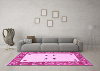 Machine Washable Oriental Pink Modern Rug, wshabs1822pnk