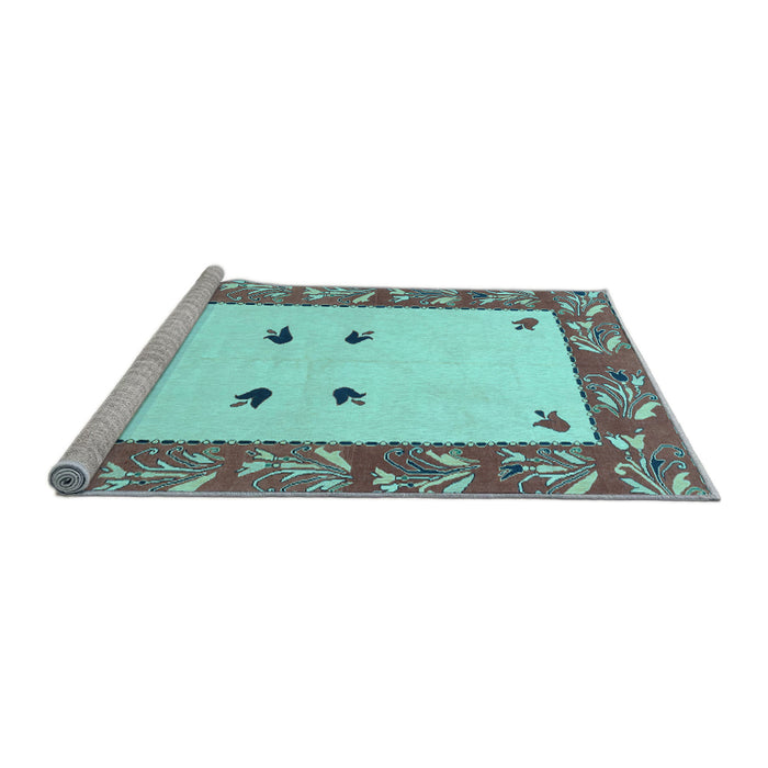 Sideview of Machine Washable Oriental Light Blue Modern Rug, wshabs1822lblu