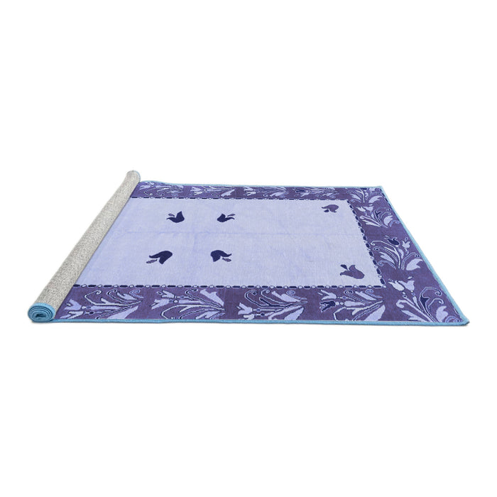 Sideview of Machine Washable Oriental Blue Modern Rug, wshabs1822blu