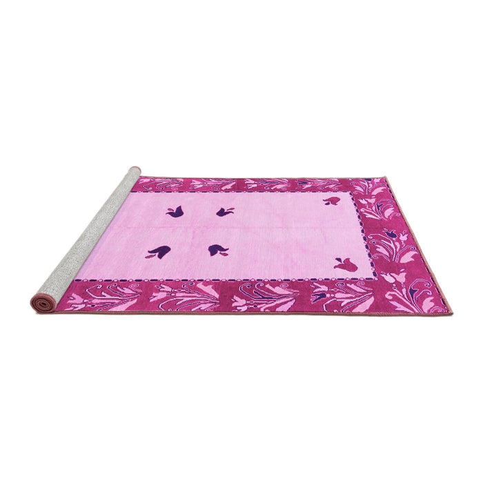 Sideview of Machine Washable Oriental Pink Modern Rug, wshabs1822pnk