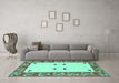 Machine Washable Oriental Turquoise Modern Area Rugs in a Living Room,, wshabs1822turq