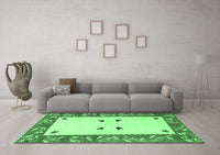 Machine Washable Oriental Emerald Green Modern Rug, wshabs1822emgrn