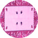 Round Oriental Pink Modern Rug, abs1822pnk