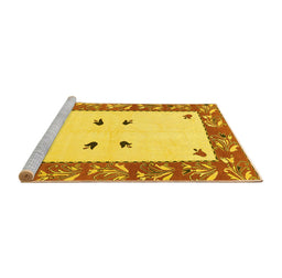 Sideview of Machine Washable Oriental Yellow Modern Rug, wshabs1822yw