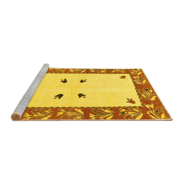 Sideview of Machine Washable Oriental Yellow Modern Rug, wshabs1822yw