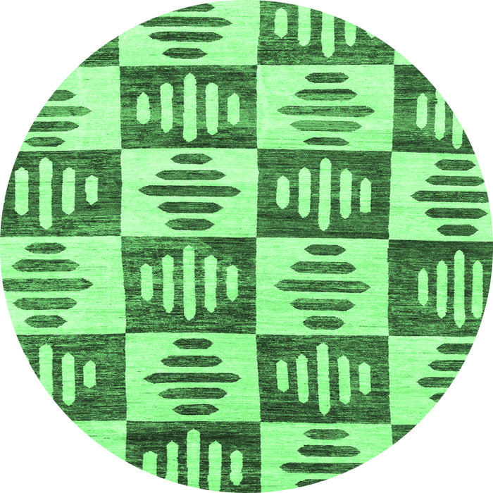 Round Machine Washable Oriental Emerald Green Modern Area Rugs, wshabs1823emgrn