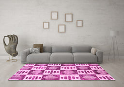 Machine Washable Oriental Pink Modern Rug in a Living Room, wshabs1823pnk